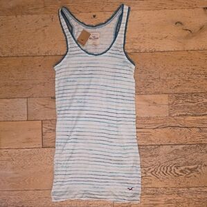 2000's Vintage Hollister Striped Green White Tank Top 100% cotton y2k preppy